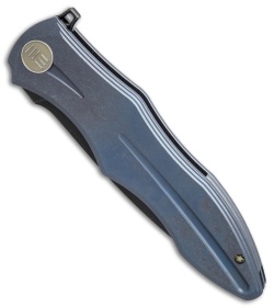 We Knife Co. 613A Frame Lock Knife Blue Titanium (4.2" Black) - Blade HQ