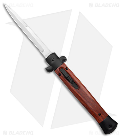 11" Mago OTF Automatic Bayo Knife Wood/Black w/Clip (4.75" Satin)