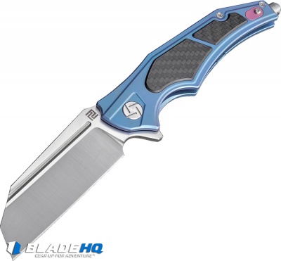 Artisan Cutlery Apache Frame Lock Knife Blue Ti/Carbon Fiber (3.5" Satin M390)