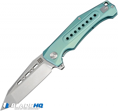 Artisan Cutlery Jungle Frame Lock Knife Green Titanium (3.8" Stonewash)