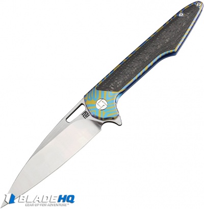 Artisan Cutlery Archaeo Frame Lock Flipper Knife Blue/Green Ti/CF (3.75