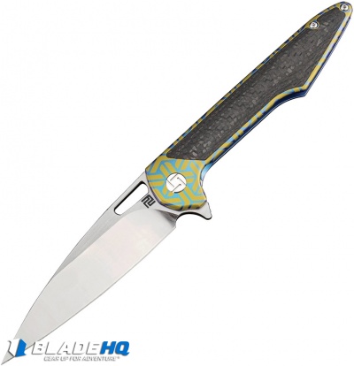Artisan Cutlery Archaeo Frame Lock Flipper Knife Green/Blue Ti/CF (3.75