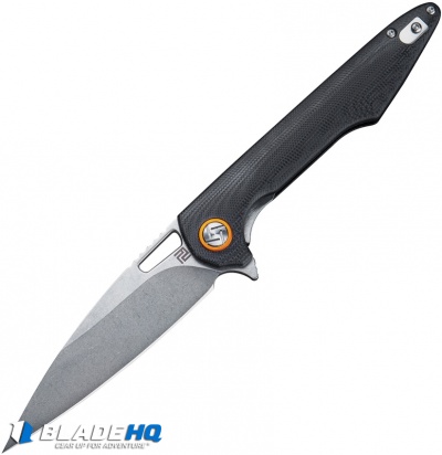 Artisan Cutlery Archaeo Liner Lock Knife Smooth Black G-10 (3.75" Stonewash)