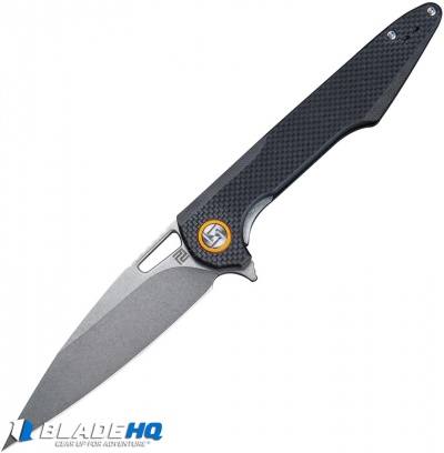 Artisan Cutlery Archaeo Liner Lock Knife Textured Black G-10 (3.75" Stonewash)