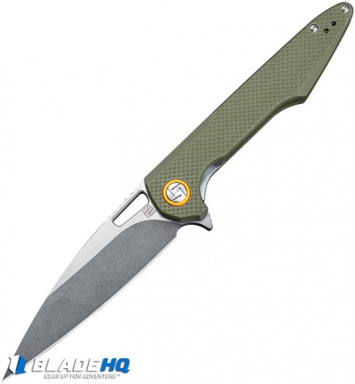 Artisan Cutlery Archaeo Liner Lock Flipper Knife OD Green G-10 (3.75" Stonewash)