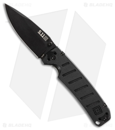 5.11 Tactical Ryker DP Full Liner Lock Knife Black G-10 (3.5" Black D2)