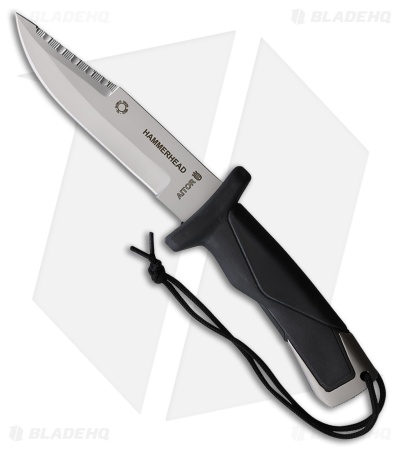 Aitor Hammerhead Fixed Blade Knife Black Rubber/Stainless Pommel (5.75" BB)