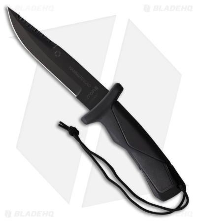 Aitor Hammerhead Fixed Blade Knife Black Rubber/Stainless Pommel (5.75" Black)
