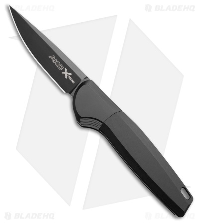 AKC X-Treme Spy Bolster Release Automatic Knife Black Aluminum (2.4" Black D2)