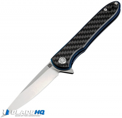 Artisan Cutlery Small Shark Liner Lock Knife Black Carbon Fiber (3" Stonewash)