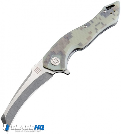 Artisan Cutlery Eagle Liner Lock Knife Green Camo G-10 (3.46" Stonewash D2)