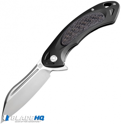 Artisan Cutlery Eterno Liner Lock Knife Black Ti/CF (3.54" Satin S35VN)