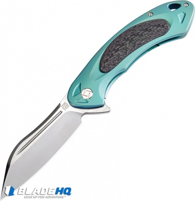 Artisan Cutlery Eterno Liner Lock Knife Green Ti/CF (3.54" Satin S35VN)