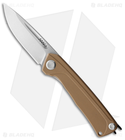 Acta Non Verba Knives Z200 Liner Lock Knife Brown G-10 (3.5" Stonewash)
