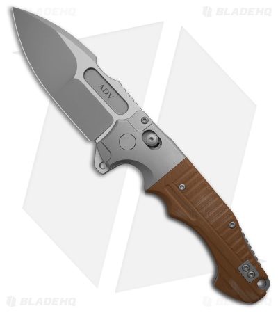 AdV Tactical Bull Shark G2 Crossbar Lock Knife Titanium/Tan G-10 (4" Bead Blast)