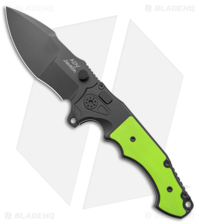 Andre de Villiers Mini Javelin Flipper Knife Neon Green G-10 (3.6" Black)