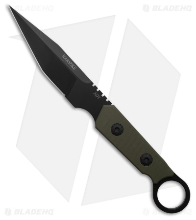 AdV Tactical Warspike Fixed Blade Knife OD Green G-10 (4" Black)