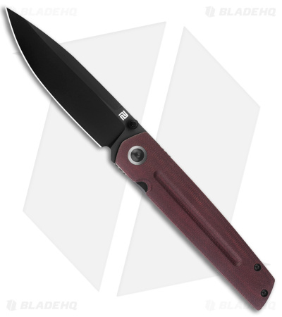 Artisan Sirius Liner Lock Knife Red Micarta (3.5" Black) 1849P-BDRC