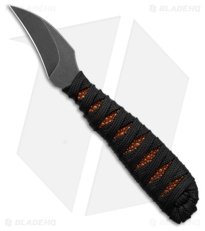 Auxiliary Manufacturing Tsume Fixed Blade Knife Black/Red Cord (1.5" Black SW)