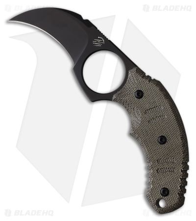Bastinelli Creations Ligament Karambit Fixed Blade Knife Green Micarta (2" PVD)