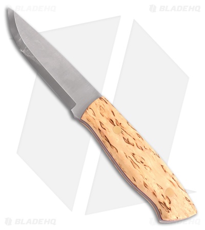 Brisa Knives Trapper 95 Scandi Fixed Blade Knife Curly Birch Wood (3.75