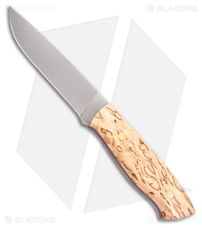 Brisa Knives Trapper 115 Fixed Blade Knife Curly Birch Wood (4.5