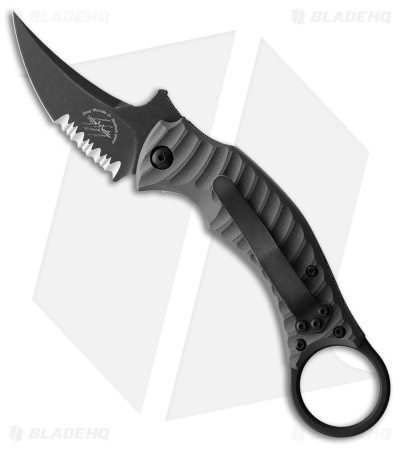 Bastinelli Creations Mako Folder Liner Lock Knife Gray G-10 (2.6"' Dark SW Serr)