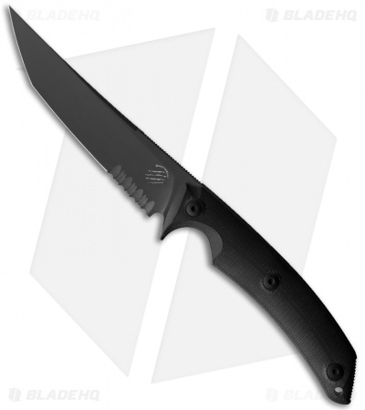 Bastinelli Creations PY Tanto Fixed Blade Knife Black G-10 (5" Black Serr)