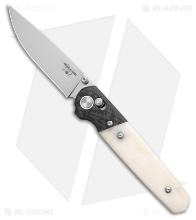 Bear & Son Lawman Slidelock Knife White Bone/Carbon Fiber (3.25