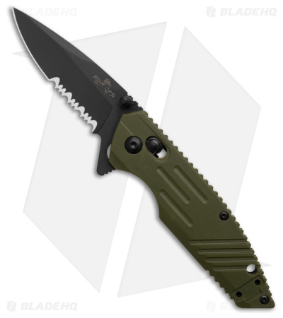 Bear & Son Rancor Black Slide Lock Knife OD Green Zytel (2.8" Black Serr)