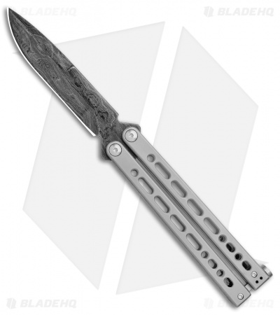 Bear Ops Bear Song VIII Butterfly Knife Bayonet Gray Steel (4.5" Damascus)*DISC*