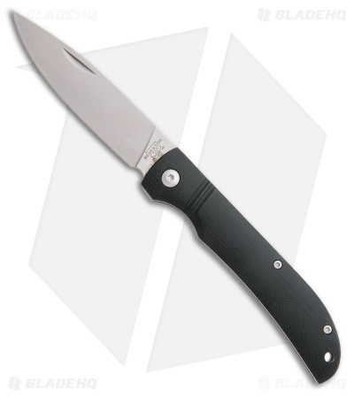 Bear & Son Drop Point Slip Joint Knife Black G-10 (3.5" Satin)