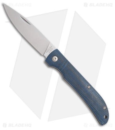 Bear & Son Drop Point Slip Joint Knife Blue Jean Micarta (3.5" Satin)