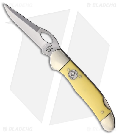 Bear & Son Heritage Locking Cowhand Lockback Knife Yellow Delrin (2.9" Satin)