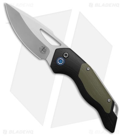 Begg Knives Galaxy Button Lock Knife Black/ Green G-10 (3.3" Cryo Satin) BG057