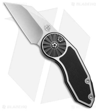 Begg Knives Micro Burst Rosette Button Lock Knife Al + Black G-10 (2.2" Satin)