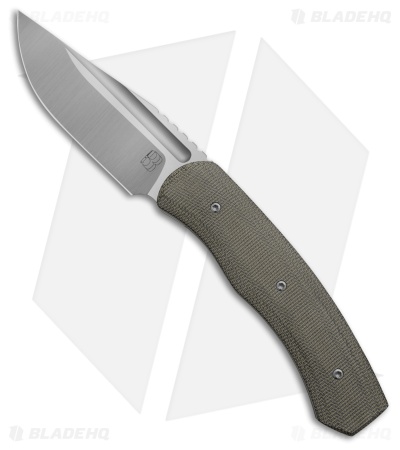 BergBlades Alpha Liner Lock Knife Green Micarta (3.75" Belt Satin)
