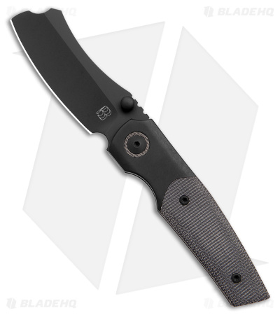 BergBlades Mini Barber Frame Lock Knife Black Micarta/Black Ti (2.7" Black)