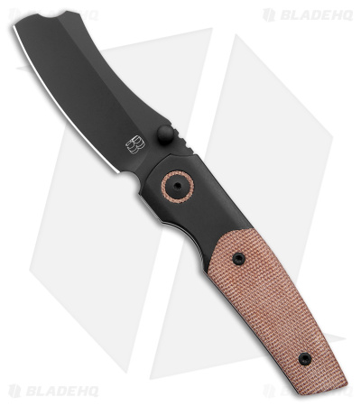 BergBlades Mini Barber Frame Lock Knife Brown Micarta/Black Ti (2.7" Black)