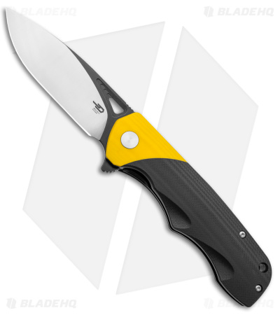 Bestech Knives Airstream Liner Lock Knife Black/Yellow G-10 (3.75" Two Tone)