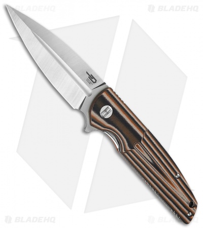 Bestech Knives Fin Liner Lock Knife Orange/Tan G-10 (3.6" Satin 14C28N)