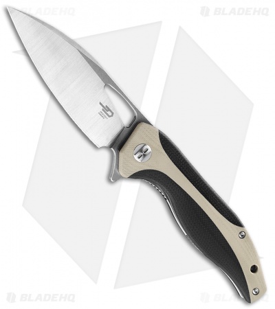 Bestech Knives Komodo Liner Lock Knife Black / Tan G-10 (3.5" Satin) BG26B