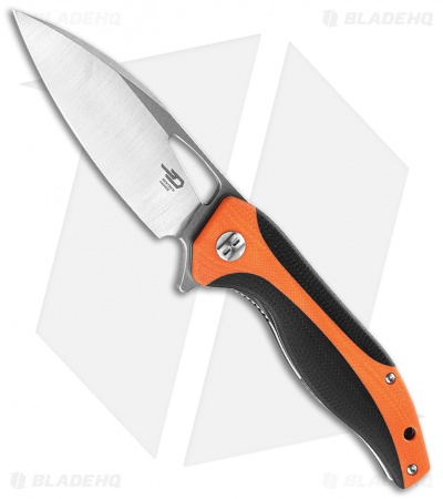 Bestech Knives Komodo Liner Lock Knife Black / Orange G-10 (3.5" Satin) BG26C