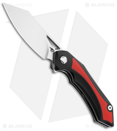 Bestech Knives Kasta Liner Lock Knife Black/Red G-10 (3.5" Satin/SW) BG45C