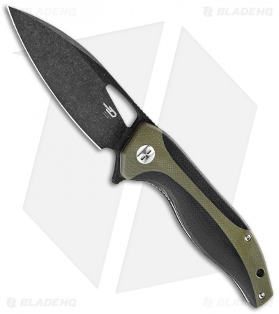 Bestech Knives Komodo Liner Lock Knife Black / Green G-10 (3.5" Black) BG26C