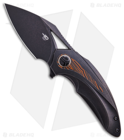 Bestech Knives Nuke Frame Lock Knife Black Ti/Orange G-10 Inlay (2.75