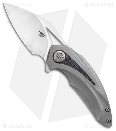 Bestech Knives Nuke Frame Lock Knife Ti/Black and Green G-10 Inlay (2.75" Satin)