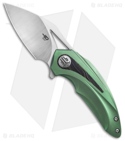Bestech Knives Nuke Frame Lock Knife Green Ti/Green G-10 Inlay (2.75