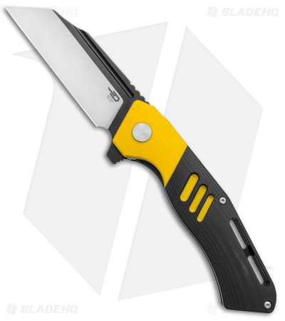 Bestech Knives Rockface Liner Lock Knife Yellow/Black G-10 (3.5" Two Tone)