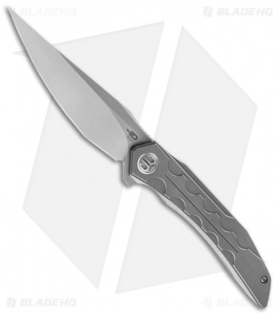 Bestech Knives Samari Frame Lock Knife Gray Ti (3.9" Stonewash M390)